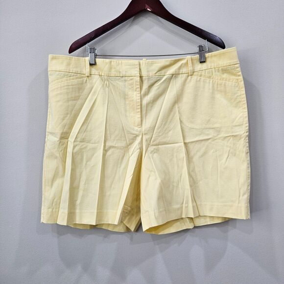 Talbots Womens Bermuda Shorts Size 20 Yellow Mid Rise Cotton Blend Summer Resort - Picture 1 of 8
